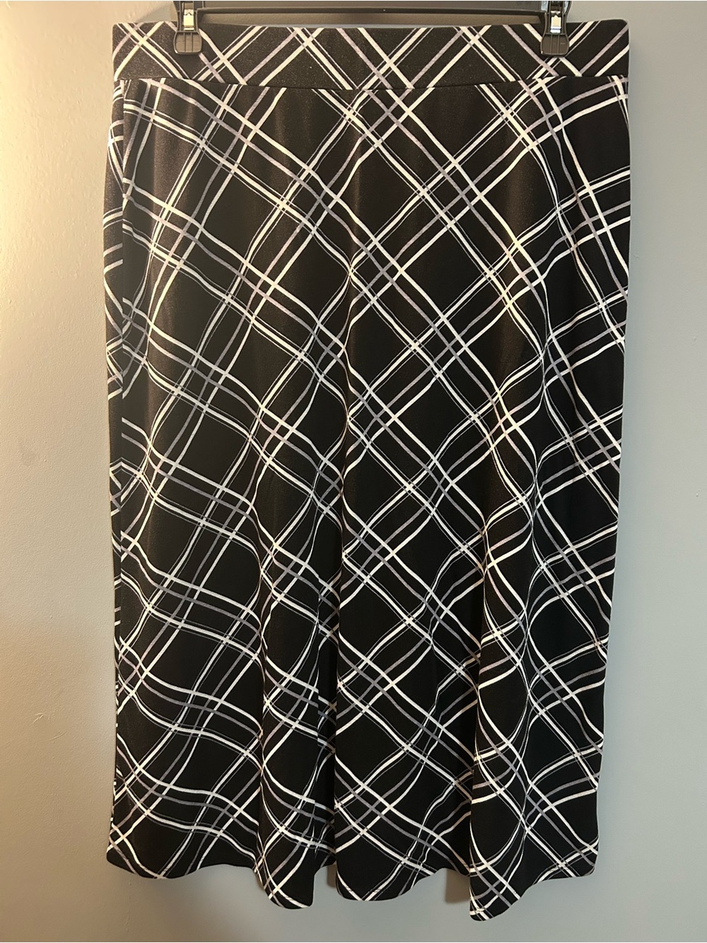 Black & White Plaid Midi Skirt